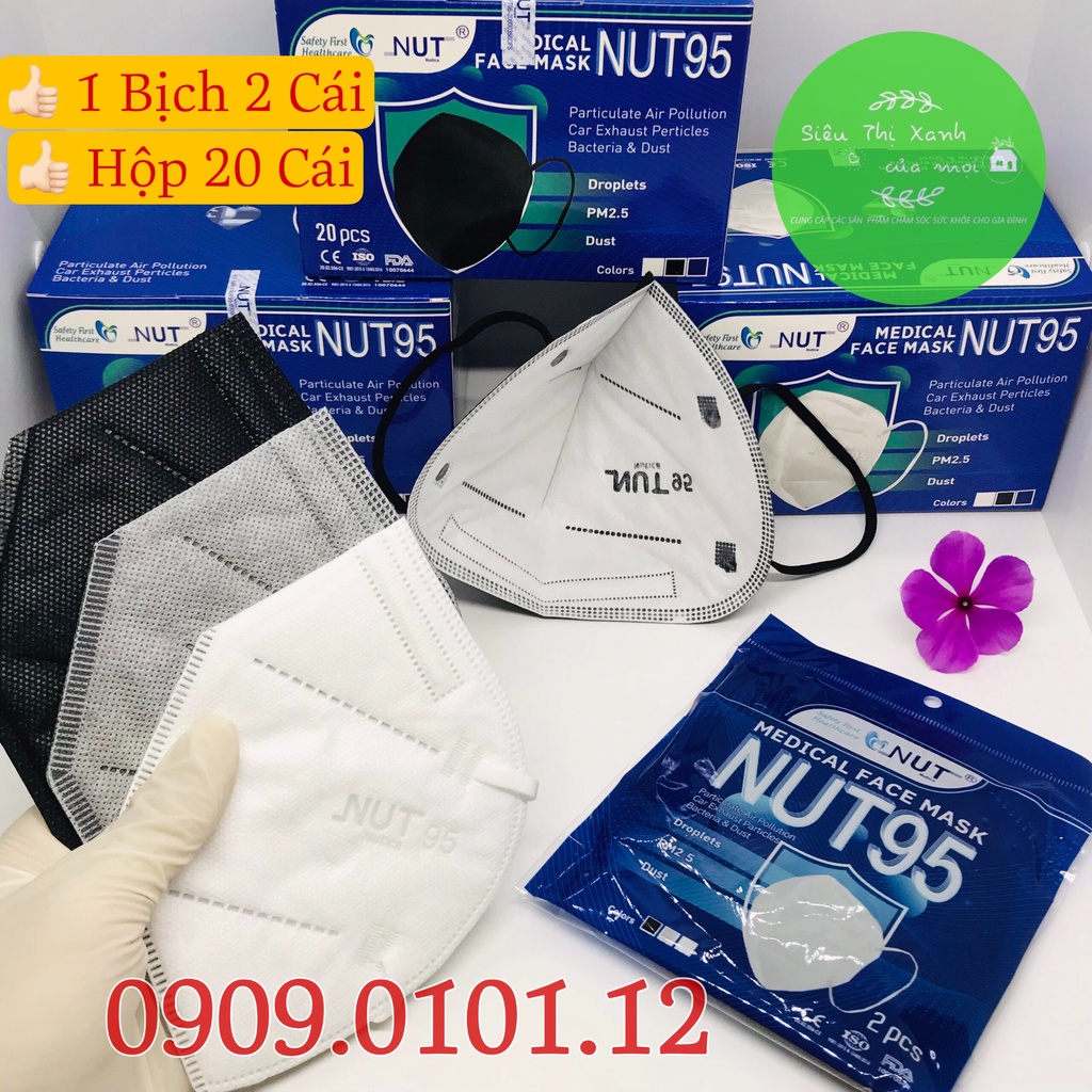 Khẩu trang 5 lớp tái sử dụng nhiều lần hộp 20 cái, khẩu trang n95 Nut chính hãng, mask kn95 cao cấp