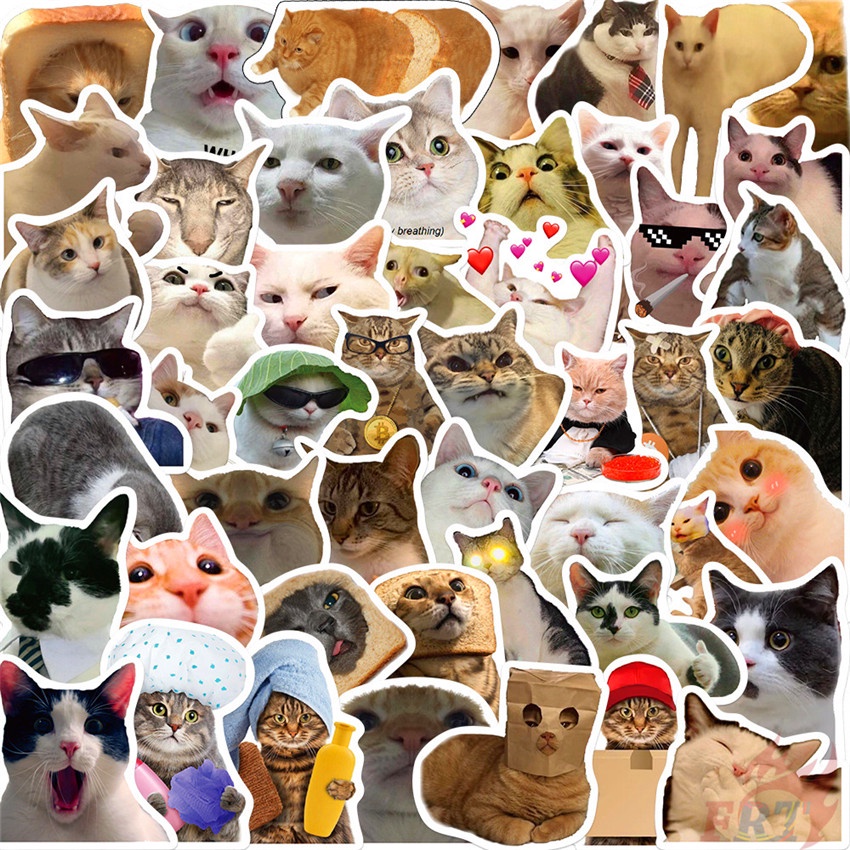 50 Cái / Bộ ❉ Sticker Dán Trang Trí Hình Mèo Emoji Ngộ Nghĩnh 01 ❉ Sticker Dán Tường Chống Thấm Nước Họa Tiết Doodle Hợp Thời Trang