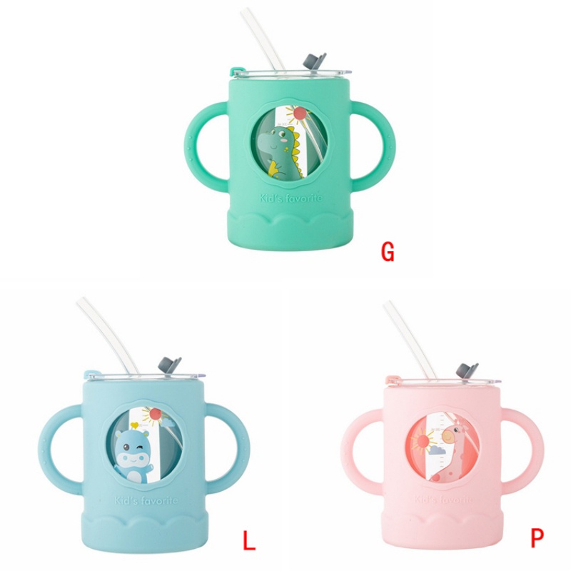 Cốc uống sữa có ống hút chống bỏng / rơi in hoạt hình đáng yêu tiện dụng cho trẻ nhỏ