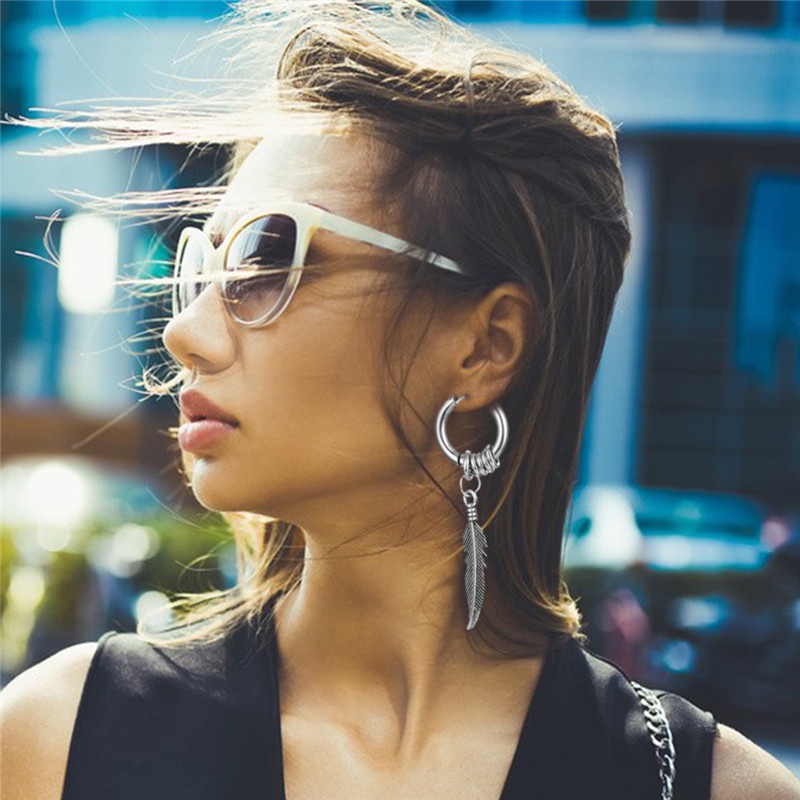 Bông Tai Hình Thánh Giá Bằng Thép Không Gỉ Phong Cách Punk Thời Trang dreamdiary