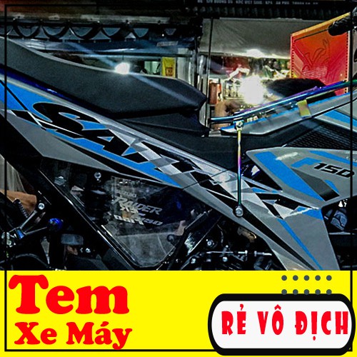 Tem Trùm Xe Satria 🍀 FREESHIP 🍀 Xanh Bạc Thể Thao