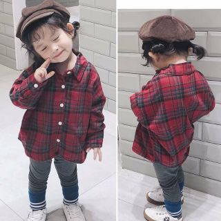 Áo sơ mi kẻ đỏ bé trai bé gái hàn quốc