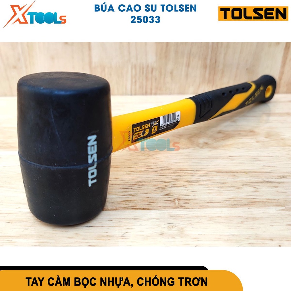 Búa cao su cán nhựa TOLSEN 220g-650g búa có đầu làm từ cao su chịu lực tốt, giảm chấn, ốp lát gạch [CHÍNH HÃNG][XTOOLS]