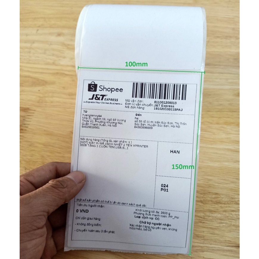 Giấy in nhiệt Dạng Tệp 100*150mm  A6 giấy FASSON Tệp 500 tem