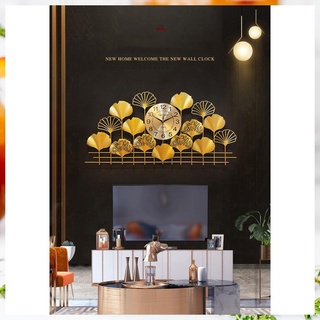Đồng hồ treo tường, đồng hồ trang trí decor lá vàng mã a8