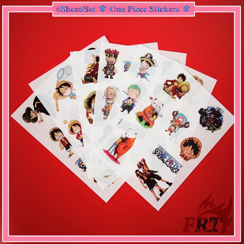 Set 6 tờ hình dán One Piece trang trí tường / sổ tay DIY
