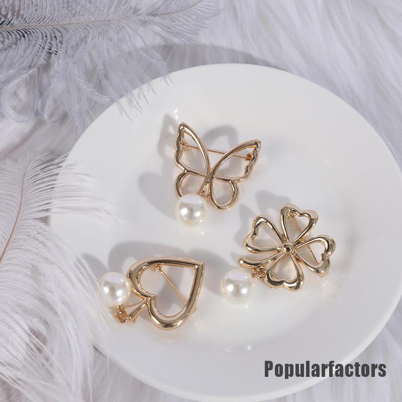 Ghim cài áo đính ngọc trai nhân tạo thời trang tùy chọn kiểu dáng