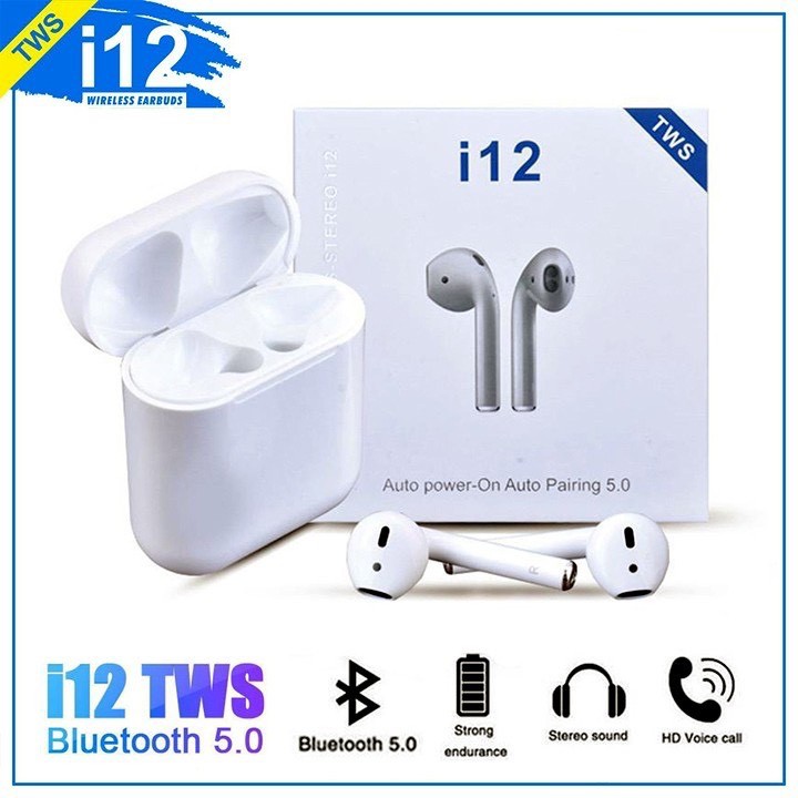 [ BIG SALE ] TAI NGHE BLUETOOTH TWS I12 2021 5.0 , TAI NGHE MINI , BLUETOOTH , HAY HƠN I11 , F9 , ĐI KỀM , CÁP , SẠC