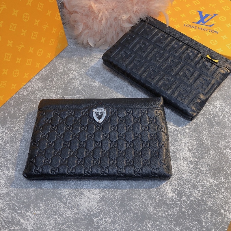 ` Ví Cầm Tay Nam Nữ Bản To kẹp nách Fen.dy, LV cao cấp màu đen sang trọng VG652