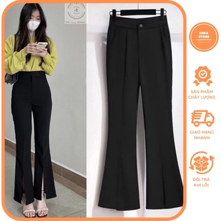 Quần ống loe xẻ gấu cạp cao phong cách trẻ dáng dài, quần loe xẻ gấu nữ đẹp- cerastore