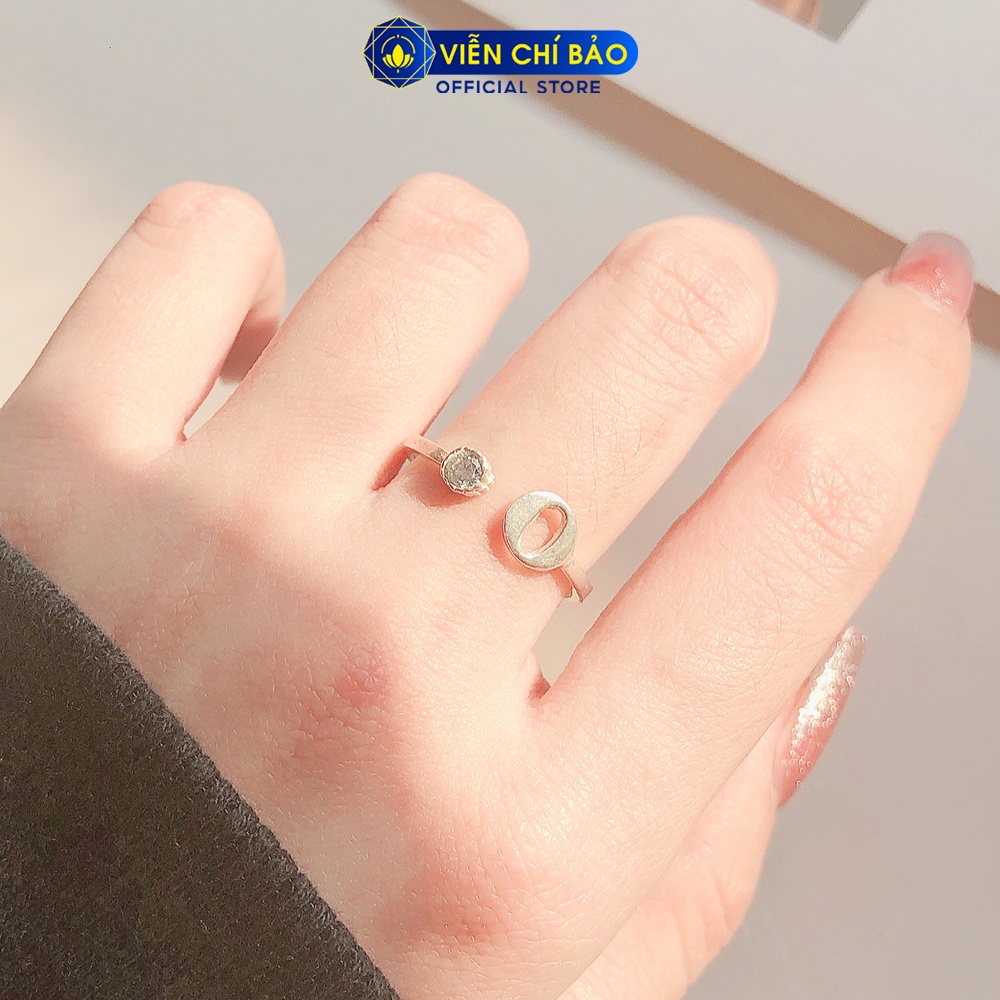 Nhẫn bạc nữ đính đá khắc chữ A B C M N K chất liệu bạc 925 thời trang phụ kiện trang sức nữ Viễn Chí Bảo N400421