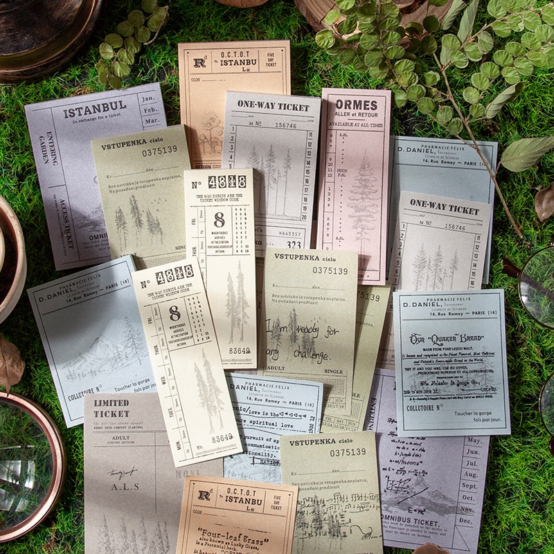 Set 50 tờ giấy ghi chú kiểu tờ rời 8 kích thước tùy chọn phong cách vintage