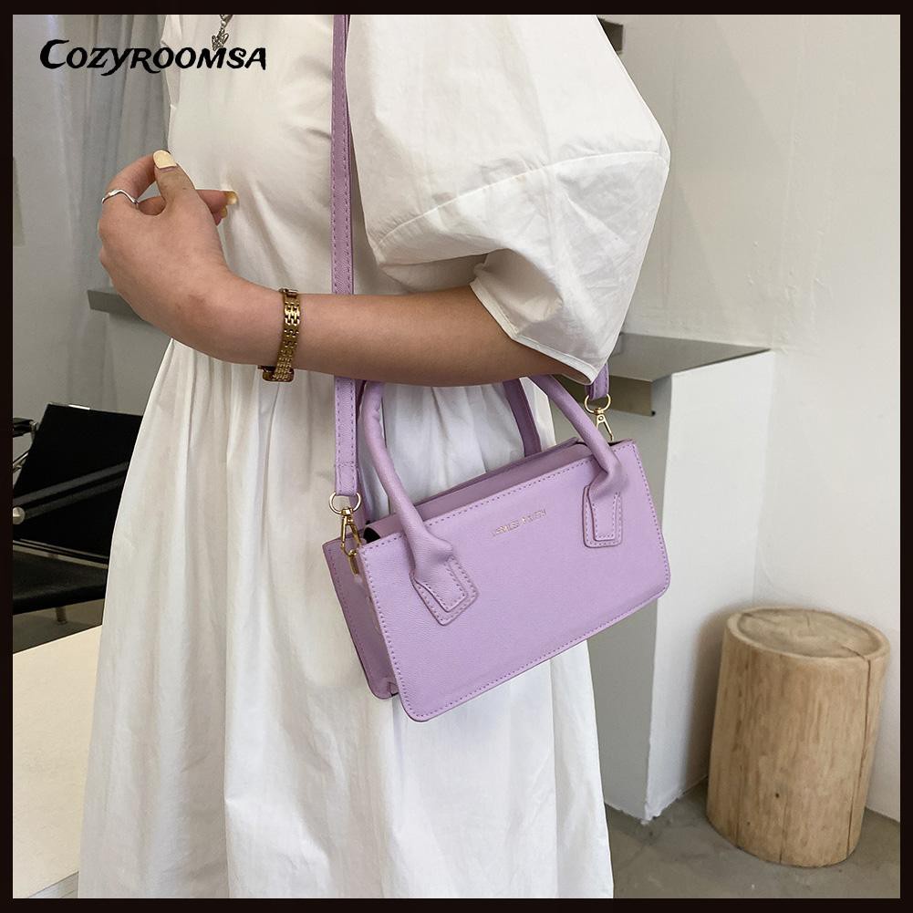 Fashion Women PU Leather Solid Color Shoulder Bag Casual Top-handle Handbag