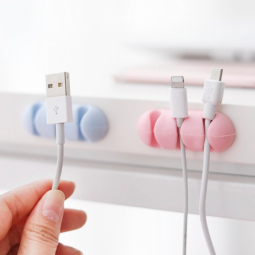 Dụng cụ treo dây cáp sạc, dây điện dán tường siêu dính có 5 rãnh giúp bàn làm việc gọn gàng