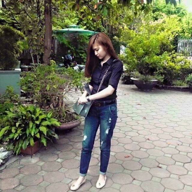 💕 Sơ mi có ren thên sọc tay áo💕