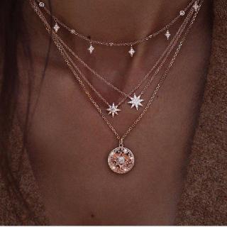 full diamond star necklace multi-layer fashion jewelry Stars