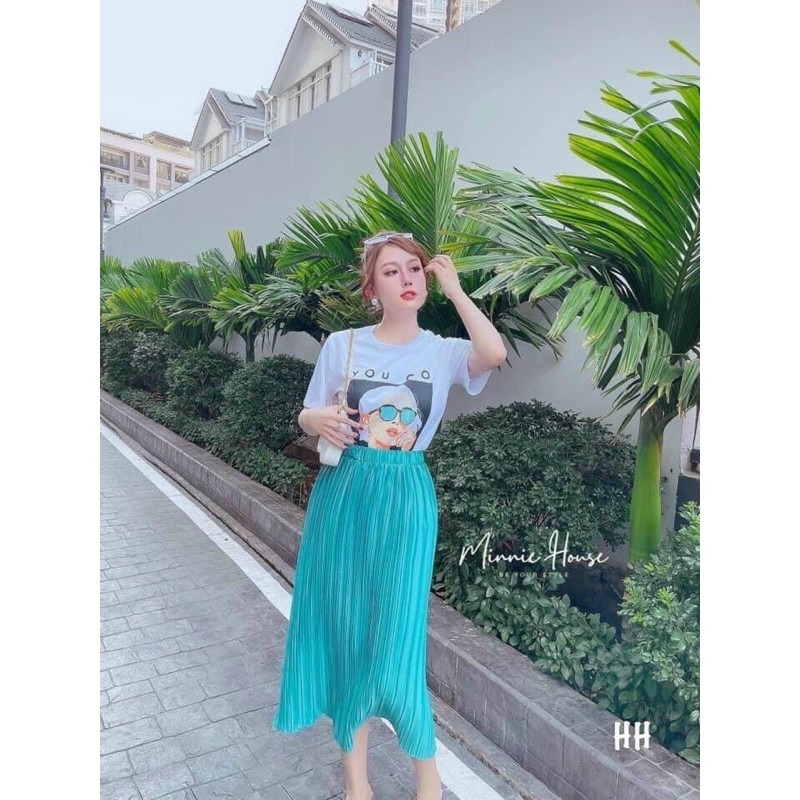 SET ÁO PHÔNG HÌNH MIX CHÂN VÁY XẾP LY DÁNG DÀI | BigBuy360 - bigbuy360.vn