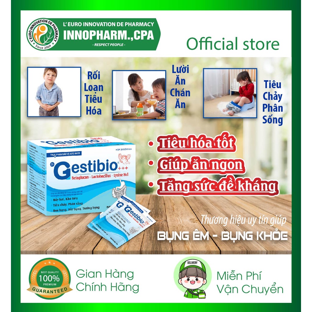 Men tiêu hóa Gestibio - Tiêu hóa tốt, Giúp ăn Ngon, Tăng sức để kháng. Hộp 20 gói, Hàng chính hãng