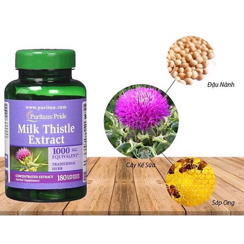 Viên uống hỗ trợ thải độc bổ gan Milk Thistle Extract 1000mg 180 viên Puritan's Pride Mỹ