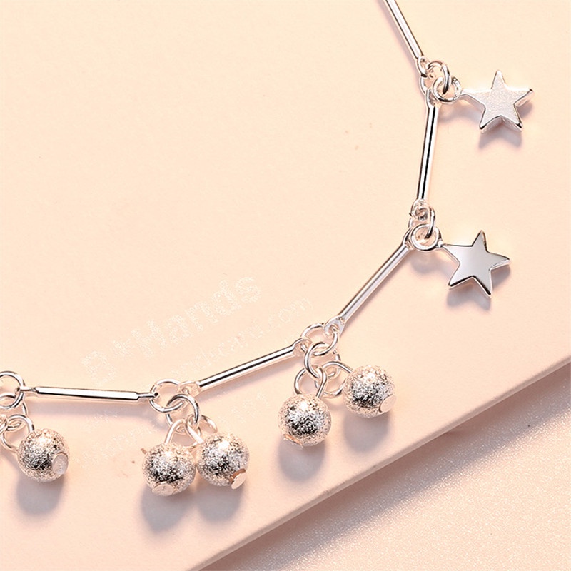 Vòng Đeo Tay Bạc 925S Xỏ Hạt Tre Và Hoa Quyến Rũ Cho Nữ