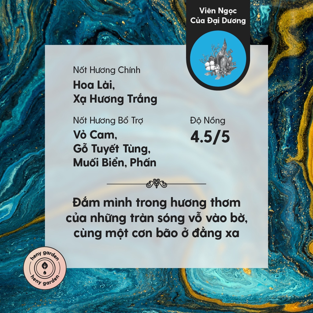 Tinh Dầu Phối Hương Aquamarine Dùng Cho Xông Thơm Phòng, Làm Nến Thơm Thiên Nhiên Heny Garden 10mL