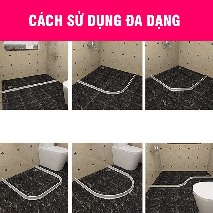 Dải Cao Su Chặn Nước Chặn Cửa Dùng Cho Nhà Vệ Sinh, Miếng Chặn Cửa Nhà Tắm, Máy Giặt, Bồn Rửa Chén