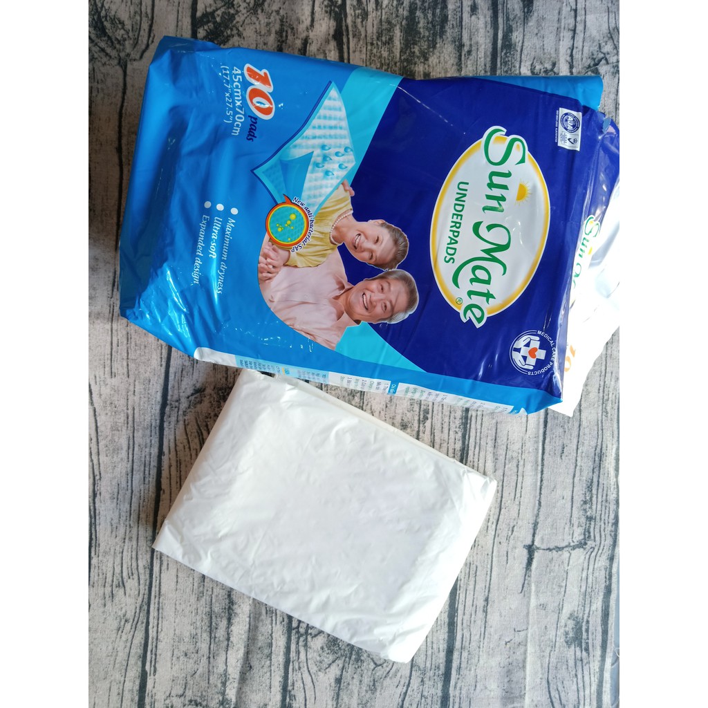 Tấm lót SunMate 45 x 70cm Túi 10 miếng (dùng cho người già và mẹ sau sinh)