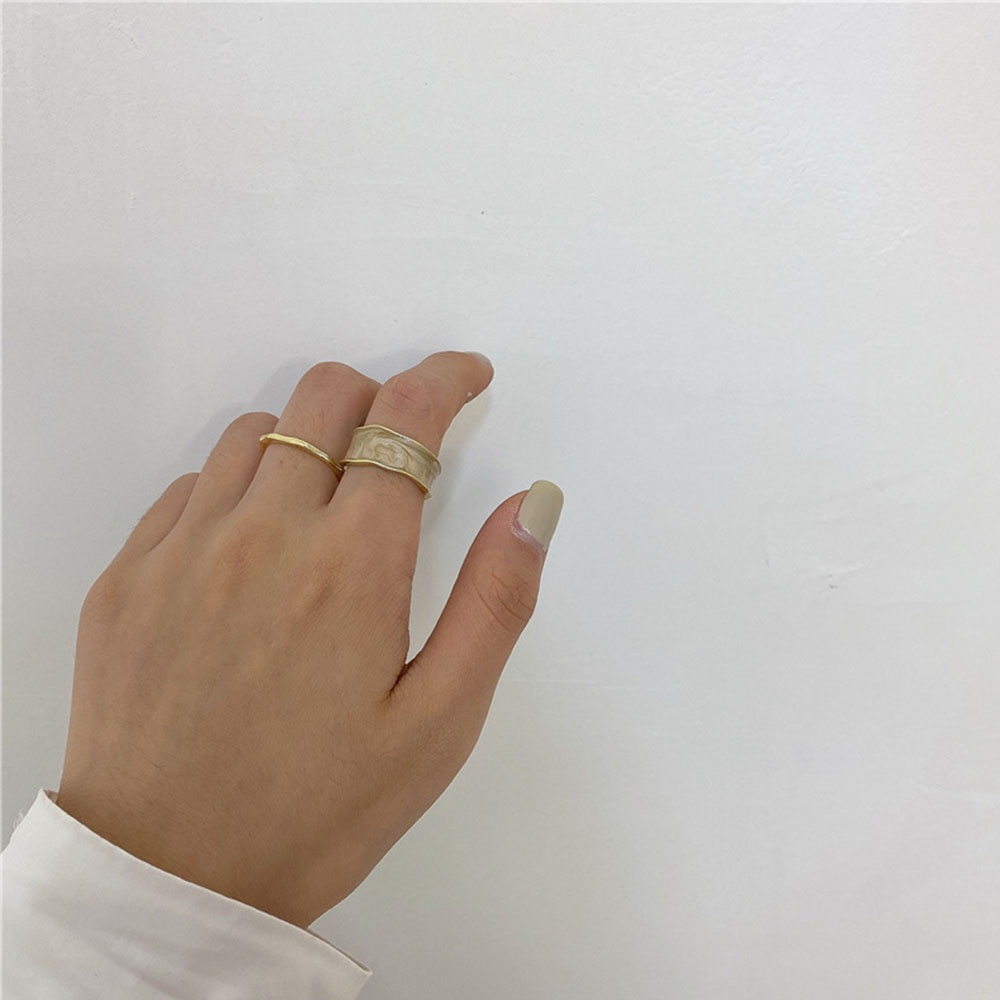 Set 2 nhẫn hở hình tròn bằng kim loại tráng men nhiều màu thời trang cho nữ