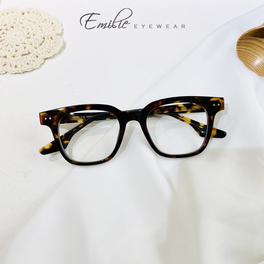 Gọng kính vuông nam nữ nhựa TR kết hợp acetate Kính mắt Emilie phụ kiện thời trang K9104