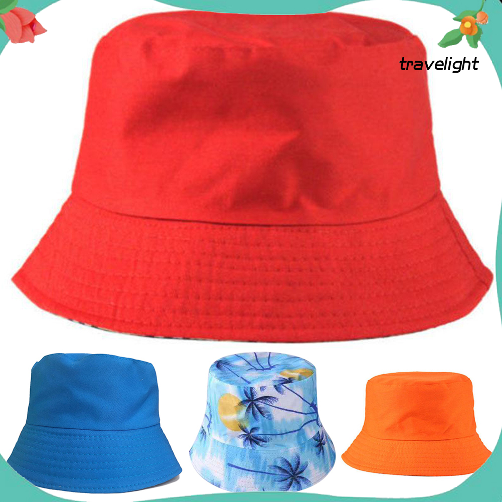 Nón Bucket Chất Cotton Màu Trơn Hoạ Tiết Cây Dừa