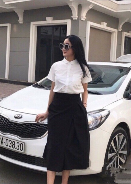 Chân váy xếp ly vạt trước dáng dài | BigBuy360 - bigbuy360.vn