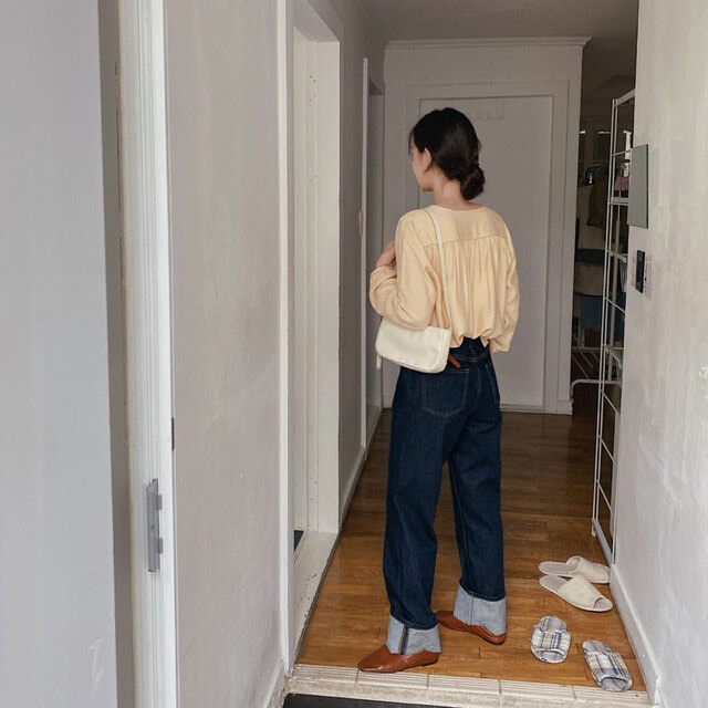 SUXI Áo Sơ Mi Tay Dài Cổ Tròn Màu Sắc Đơn Giản Dễ Phối Đồ Cho Nữ