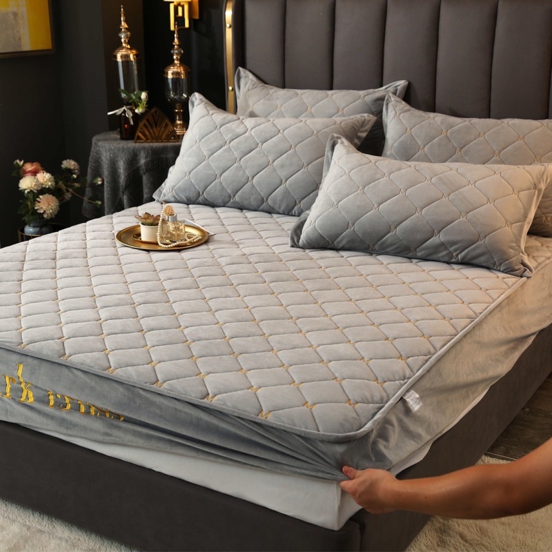 Ga gối nỉ nhung trần bông cao cấp dày dặn nhập khẩu ,Ga gối trải giường cao cấp ấm áp