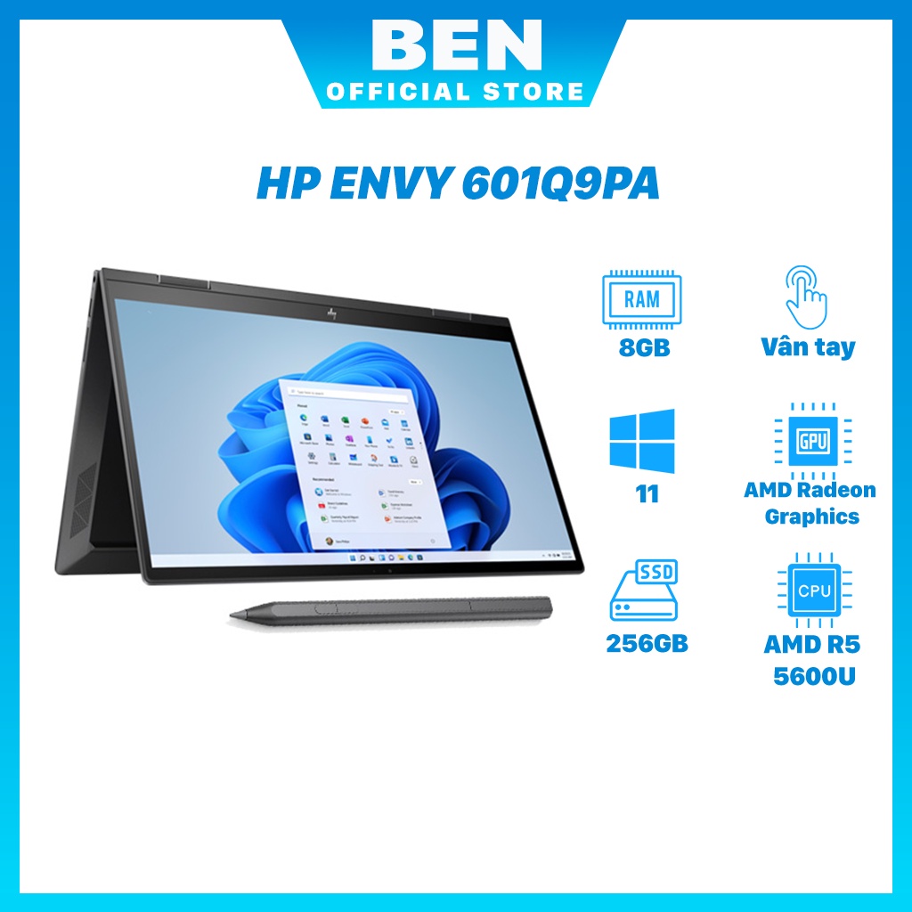 Laptop HP Envy x360 Convert 13 ay1057AU R5 5600U/8GB/256GB/Touch/Win11 (601Q9PA) - Hàng chính hãng