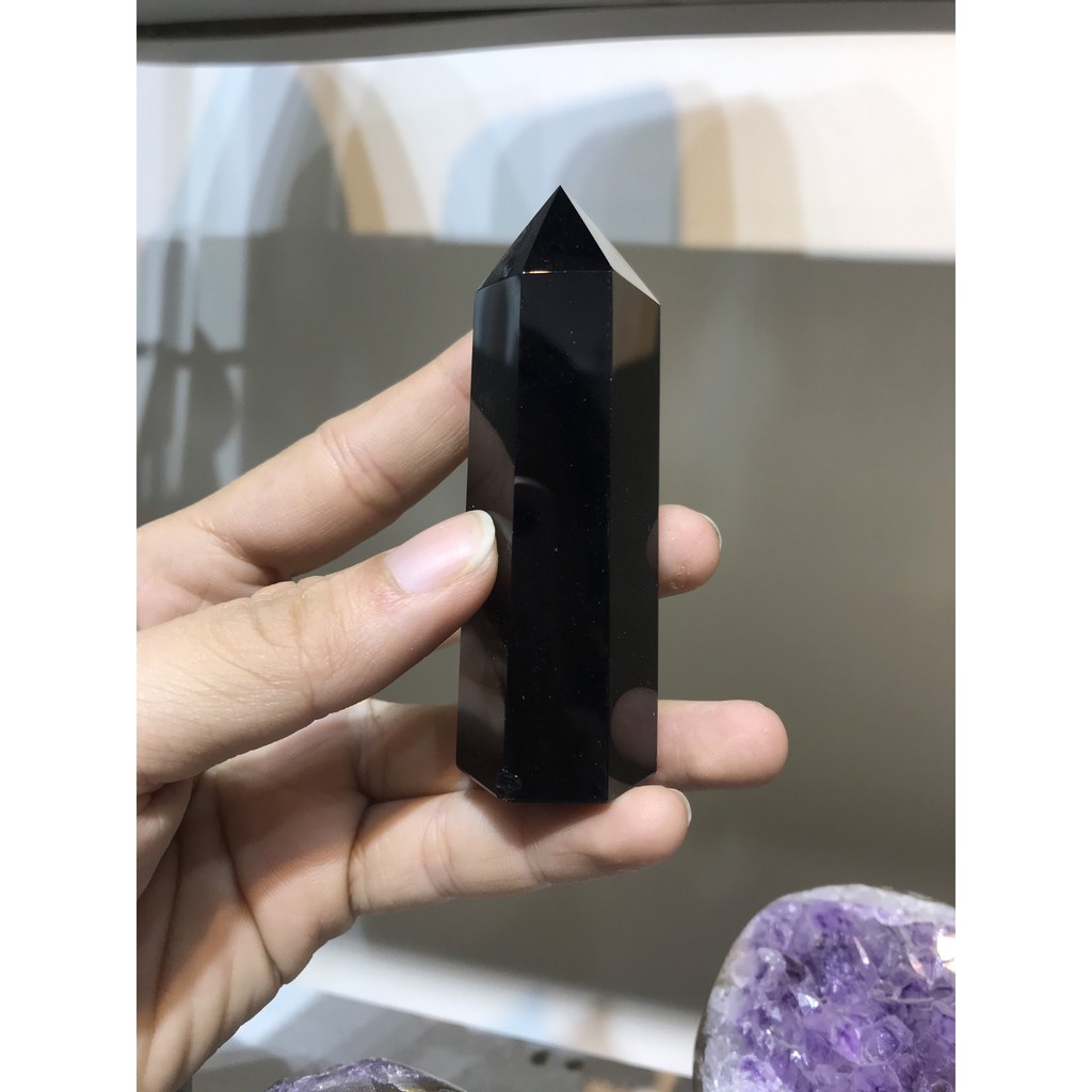 Trụ đá Onyx đen size nhỏ ( ~ 7 cm) - Trụ đá thanh tẩy màu đen