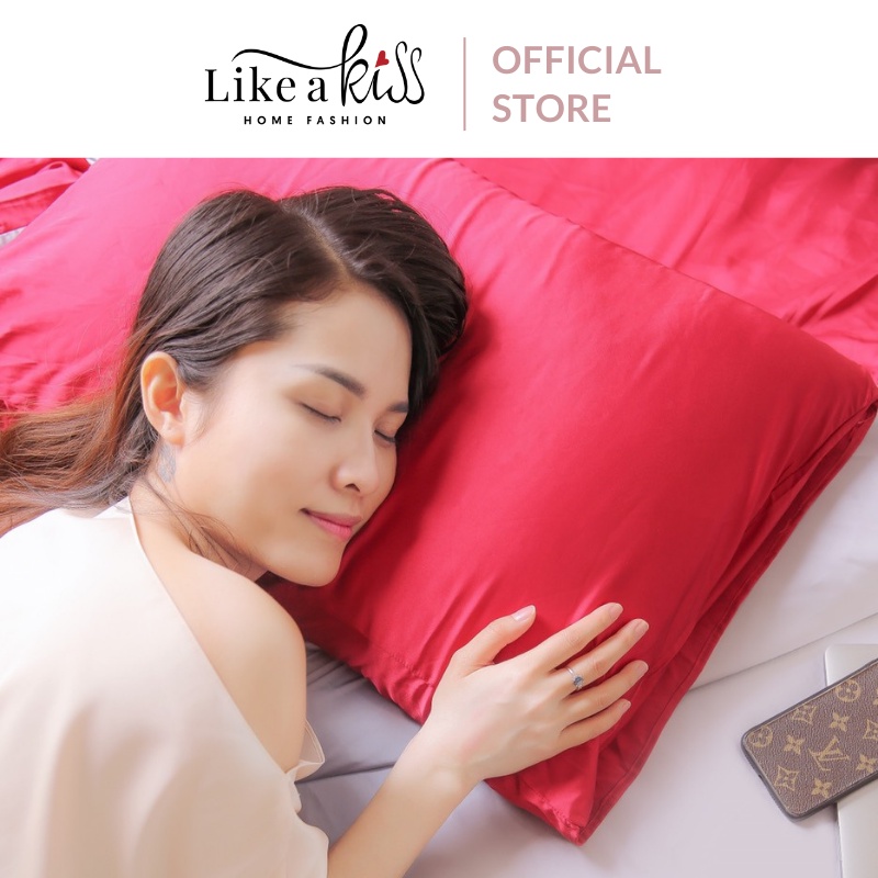 Vỏ gối nằm lụa LIKE A KISS  | 40x60cm 50x70cm | 20 Màu, Lụa cao cấp ngừa nếp nhăn và bảo vệ tóc
