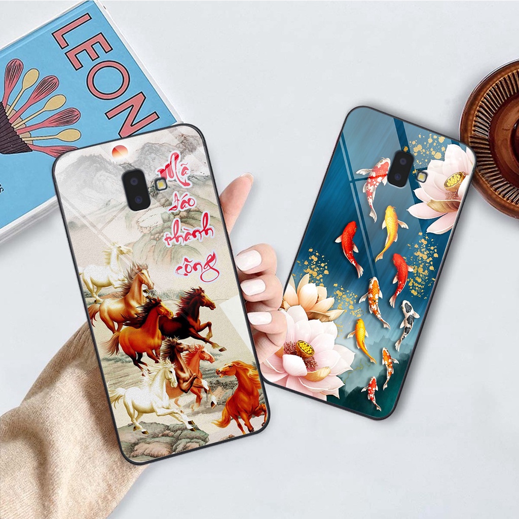 Ốp lưng KÍNH Samsung Galaxy J6 PLUS / J6+ in hình 3D TÀI LỘC-TÂM AN -MÃ ĐÁO