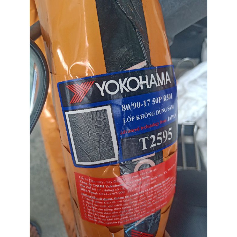 Lốp xe máy YOKOHAMA 80/90-17 không dùng săm