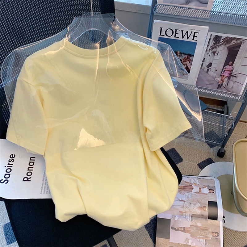 Áo Thun HIIXIIVI 100% cotton Tay Ngắn Cổ Tròn In Hình Hoàng Hôn Thời Trang Mùa Hè Phong Cách Hàn Quốc Dành Cho Nữ 2022