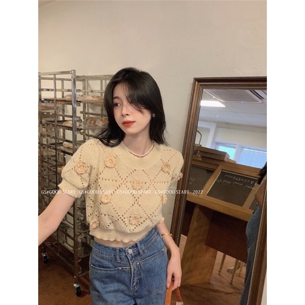 💥 Áo Len Mongtoghi Hoa Nổi Croptop Siêu Hót 💥