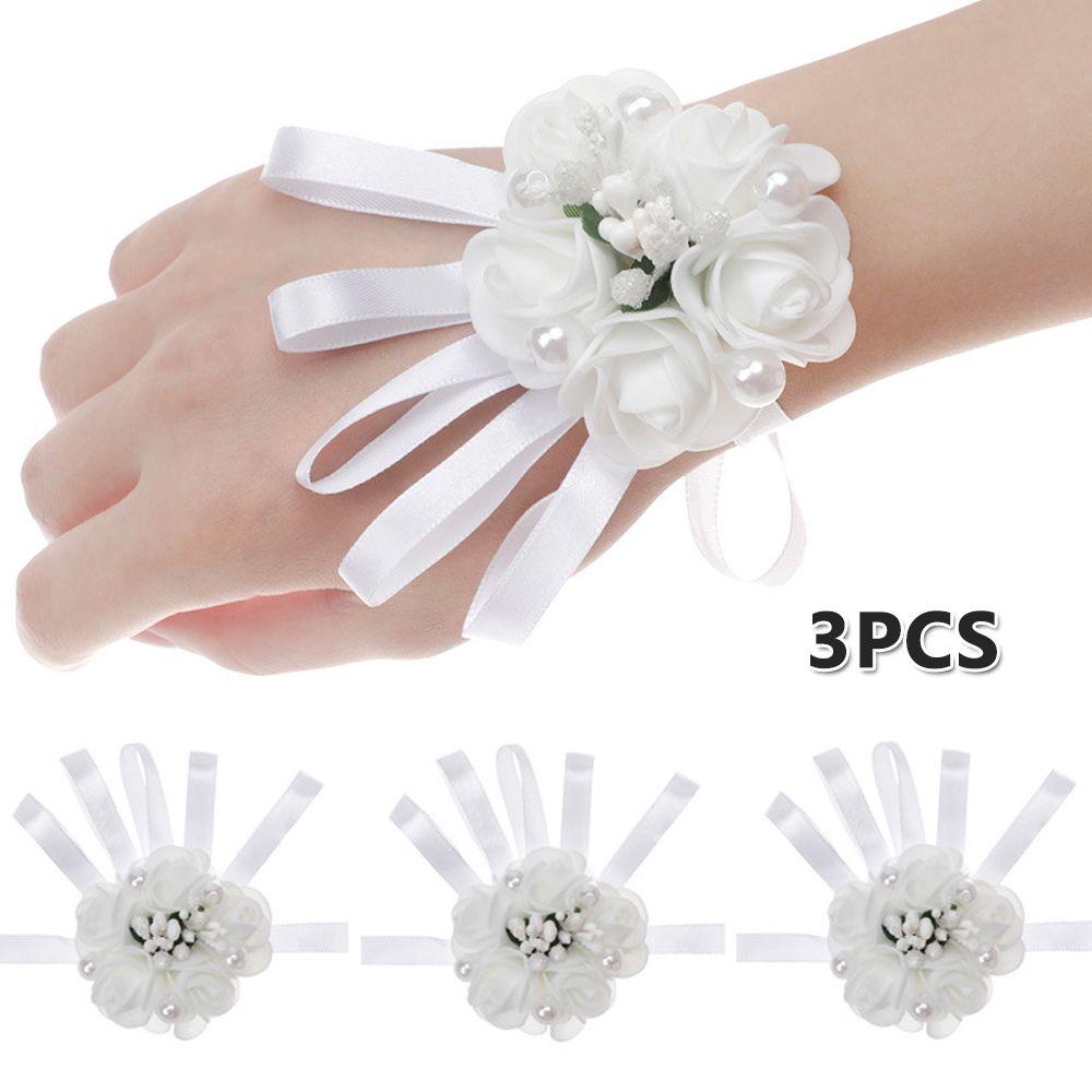 Vòng Hoa Cổ Tay Cô Dâu Màu Trắng Mới