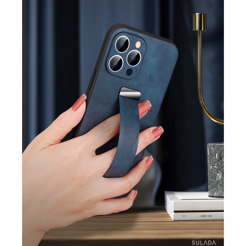 🌟CHÍNH HÃNG🌟 Ốp da SULADA sần cao cấp sang trọng KÈM MÓC TRÒN LUỒN TAY CHỐNG LƯNG iphone 14 PLUS  PRO MAX 6.1 6.70