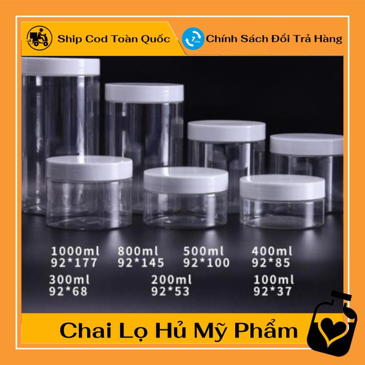 Hủ Đựng Kem ❤ TOP GIÁ RẺ ❤ Hũ nhựa pet Trong Nắp Trắng 50g 100g 200g 250g đựng mỹ phẩm, thực phẩm, đồ khô, ngũ cốc