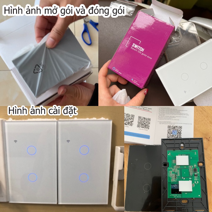 Công tắc cảm ứng Tuya smart Switch Wifi Thông Minh Cảm Ứng Ánh Sáng 100-250V 1/2/3/4gang US Alexa google home