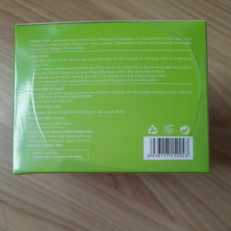 [100% CHÍNH HÃNG] Kem body Diệp Lục dưỡng trắng da tinh thể MQ skin