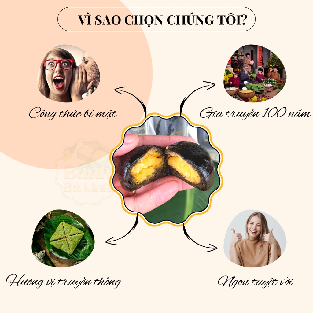 Bánh Ít Lá Gai Đặc Sản Nhân Đậu Xanh, 50 Cái, Hương Vị 100 Năm - Bánh Bà Linh