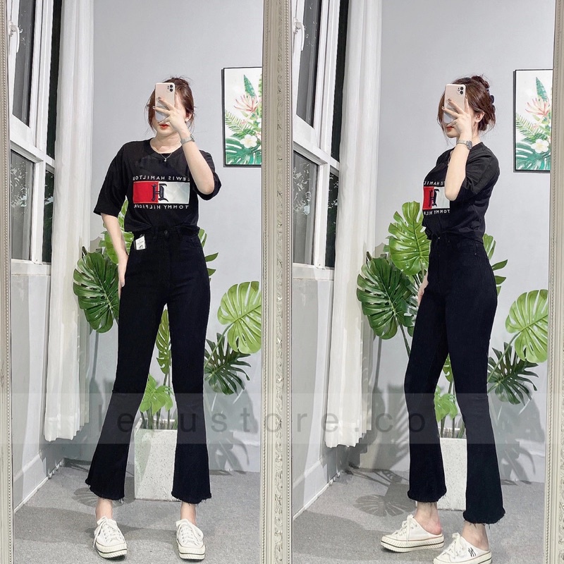 ẢNH THẬT Quần Jeans Loe trơn lai tua 90cm