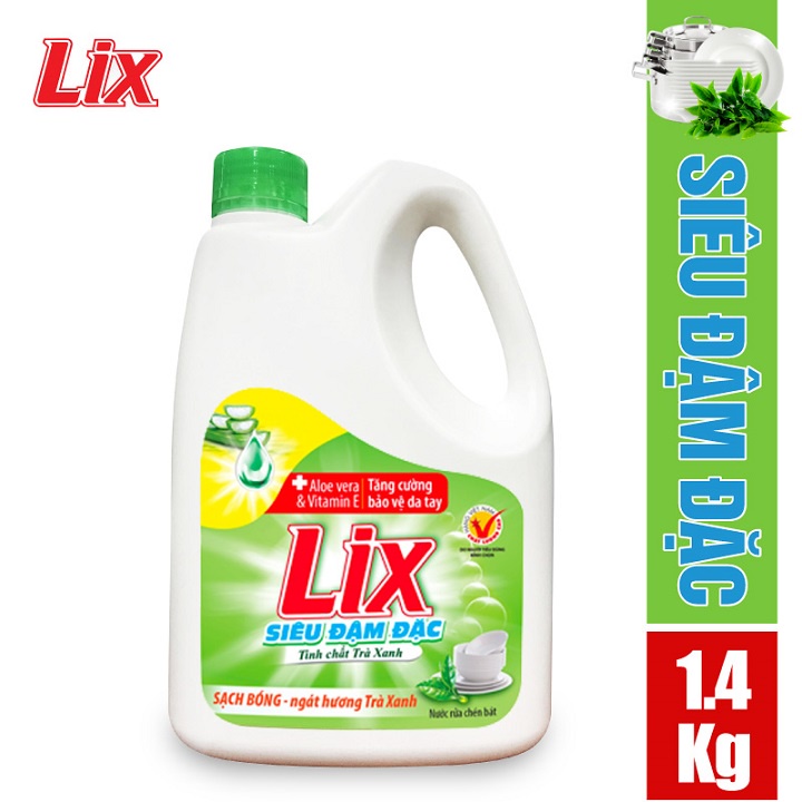 Nước rửa chén Lix siêu đậm đặc trà xanh 1.4Kg (NT140)