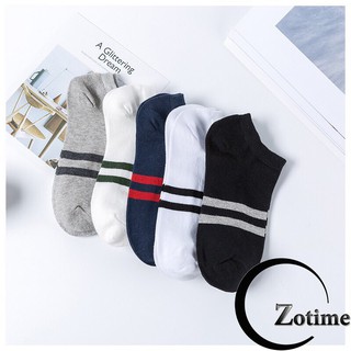 Tất nam cổ ngắn Dotime vớ nam cotton họa tiết kẻ ngang cực đẹp TN06