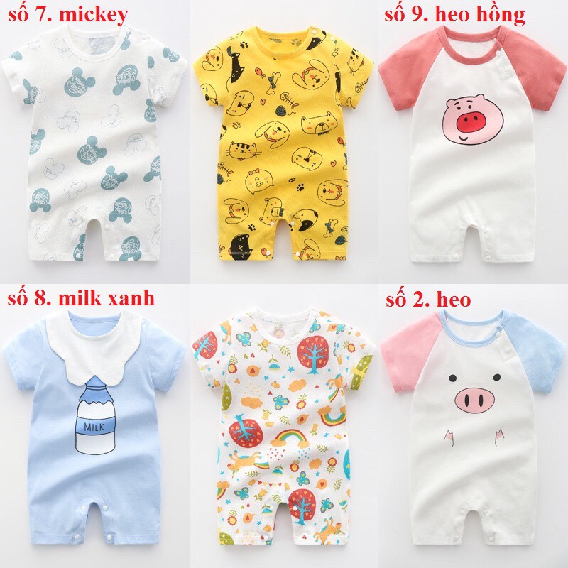 Bộ đồ cotton trẻ sơ sinh tay ngắn Jumpsuit bộ liền thân mùa hè